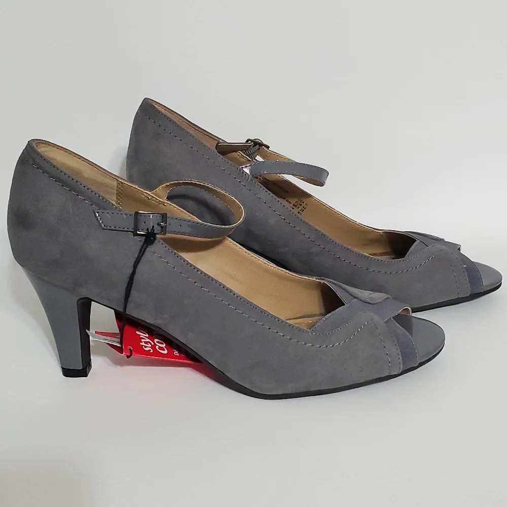 NWT Dexflex Comfort Charcoal Peep-Toe Heels Women's Size 11